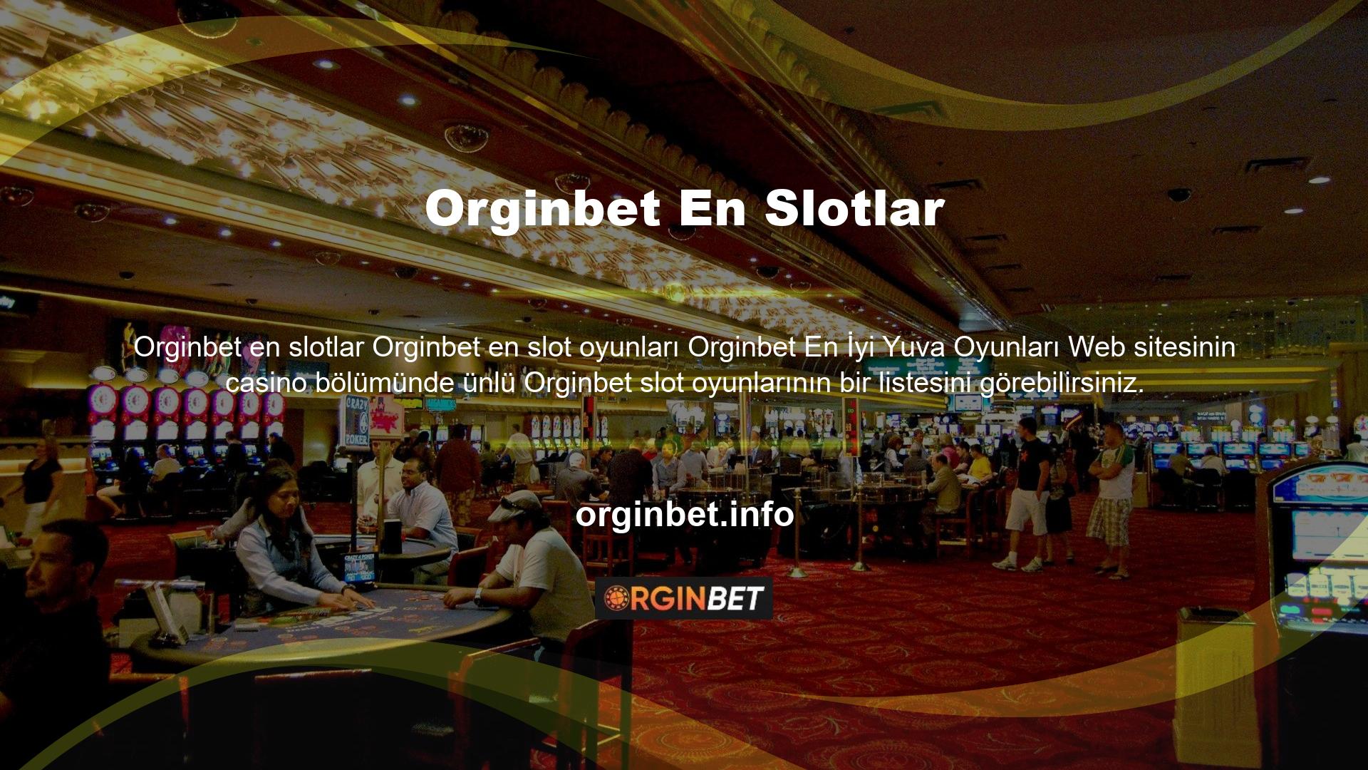Bu bölüm çok sayıda slot makinesi oyununu kataloglar